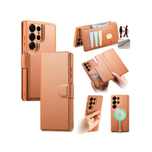 Samsung Galaxy S25 Ultra - CaseNeo&trade; 2-i-1 MagSafe Læder Cover M. Kortholder - Lysebrun - CaseMe