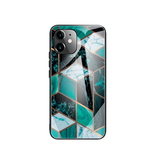 iPhone 11 - DELUXE™ Marble Cover M. Glas Bagside - Emerald - DELUXE