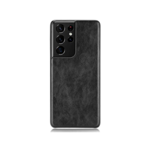 Samsung Galaxy S21 Ultra - Grain Læder Bag Cover - Sort - DeluxeCovers