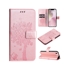 iPhone 16e - BUTTERFLY&trade; Læder Etui / Taske M. Pung - Rose - BUTTERFLY