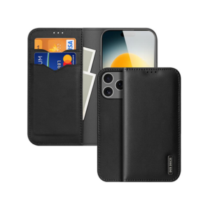 iPhone 17 Pro - DUX DUCIS® Ægte Læder Etui M. Kortholder - Sort - DUX DUCIS