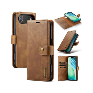 iPhone 17 Air - DG.MING&trade; Vintage 2-i-1 Læder Etui M. Cover - Brun - DG.MING&trade;