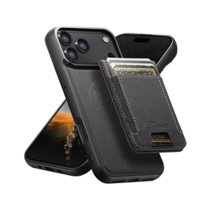 iPhone 17 Pro - Suteni® PU-Lædercover m. Aftagelig Kortholder  Sort - Suteni