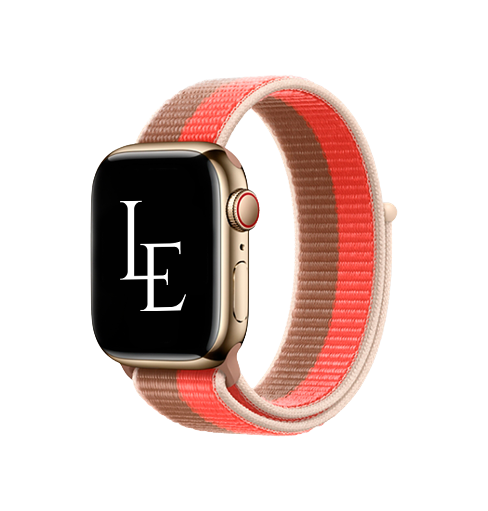 Apple Watch (42/44/SE/45/46/49mm) - L'Empiri™ Sport+ Nylon Velcro Rem - Brun/Rød - L'Empiri™
