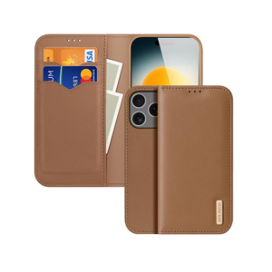 iPhone 17 Pro Max - DUX DUCIS® Ægte Læder Etui M. Kortholder - Brun - DUX DUCIS