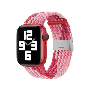 Apple Watch (42/44/SE/45/46/49mm) - Deluxe&trade; Woven Flettet Loop Rem - Rød - DeluxeCovers