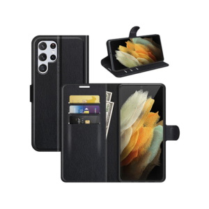 Samsung Galaxy S22 Ultra - SIMPLE&trade; Læder Etui / Taske M. Pung - Sort - AZNS