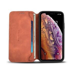 iPhone XS Max - Realike™ Folio Læder Cover M. Kortholder - Brun - Realike