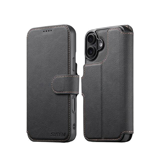 iPhone 17 - Suteni® 2-i-1 Læder Cover M. MagSafe - Sort - Suteni