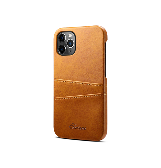 iPhone 12 Pro Max - NX Design™ Læder Cover M. Kortholder - Lysebrun - NX Design