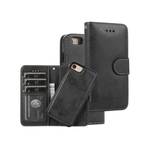 iPhone 7/8/SE(2020/2022) - Vintage 2-i-1 Læder Etui M. Aftageligt Cover - Sort/Grå - Vintage