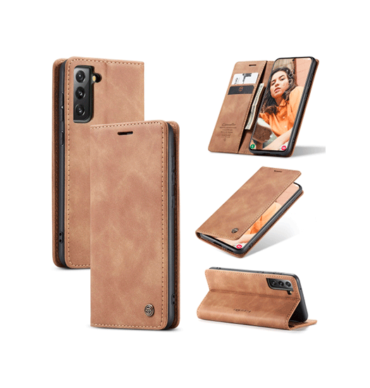 Samsung S21+ - CaseMe™ Noble Læder Etui / Pung - Brun - CaseMe