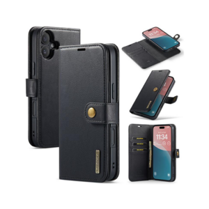 iPhone 17 - DG.MING&trade; Vintage 2-i-1 Læder Etui M. Cover - Sort - DG.MING&trade;
