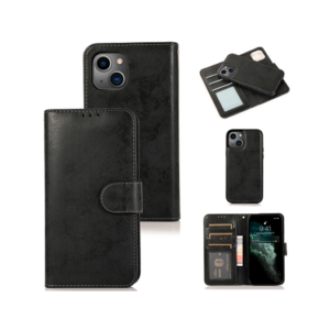 iPhone 14 Plus - Vintage 2-i-1 Læder Etui M. Aftageligt Cover - Sort/Grå - Vintage