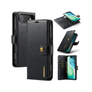 iPhone 17 Air - DG.MING&trade; Vintage 2-i-1 Læder Etui M. Cover - Sort - DG.MING&trade;