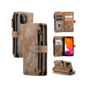 iPhone 12 - CaseMe&trade; Multifunktionel Læder Etui / Pung - Brun - CaseMe