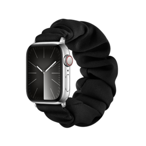 Apple Watch (38/40/SE/41/42mm) - Scrunchie Stof Dame Rem - Sort - DeluX Stof