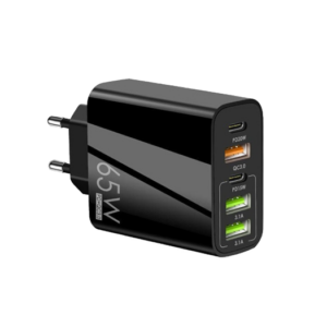 65W QuickCharge 3.0 & PD Multi-Port Vægoplader - Sort - DeluxeCovers