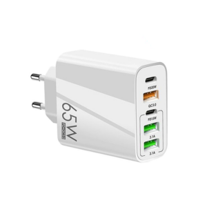 65W QuickCharge 3.0 & PD Multi-Port Vægoplader - Hvid - DeluxeCovers