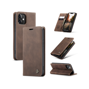 iPhone 12 - CaseMe&trade; Noble Læder Etui / Pung - Mørkebrun - CaseMe