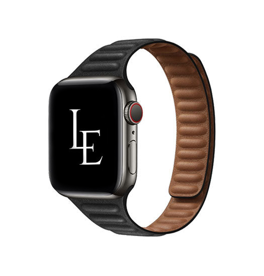 Apple Watch (42/44/SE/45/46/49mm) - L'Empiri™ Thin Magnetisk Læder Rem - Sort - L'Empiri™