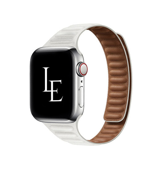 Apple Watch (42/44/SE/45/46/49mm) - L'Empiri™ Thin Magnetisk Læder Rem - Hvid - L'Empiri™