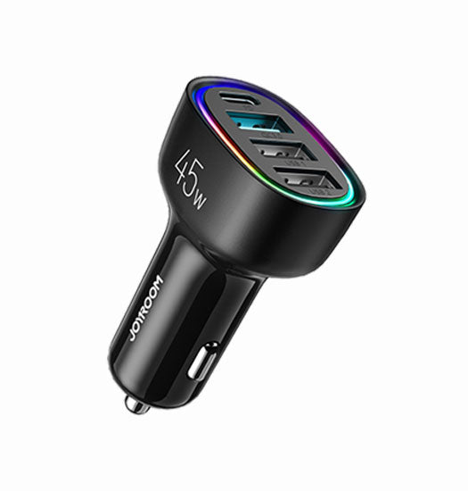 JOYROOM™ | 4 Port USB Oplader Til Bil - 45W - Sort - JOYROOM