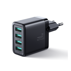 JOYROOM&trade; | 4 Port USB Hurtig Oplader - 24W - Sort - JOYROOM