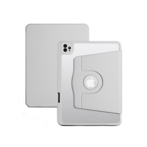 iPad Pro 13" (2024) - Akrylisk 360° Cover m. Stander - Lysegrå - DeluxeCovers