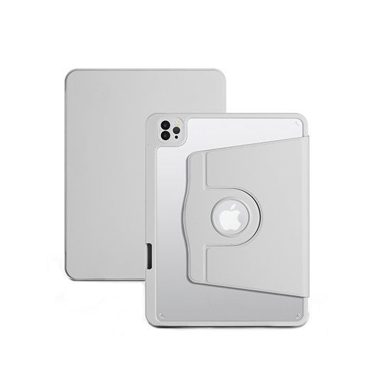 iPad Pro 11" (2024) - Akrylisk 360° Cover m. Stander - Lysegrå - DeluxeCovers