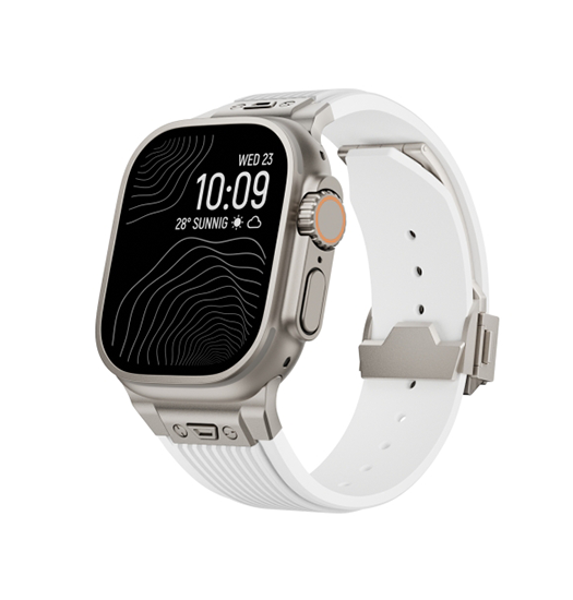 Apple Watch (42/44/SE/45/46/49mm) - DeLX™ Vertical-Line Titanium Rem - Hvid - DeLX™