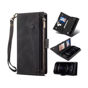 iPhone 14 Pro - ESEBLE&trade; Vegan-Læder Cover Etui M. Pung - Sort - ESEBLE