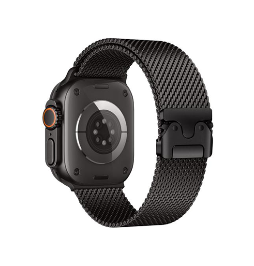 Apple Watch (42/44/SE/45/46/49mm) - Milanese Umbrella Buckle Rem - Sort - Milanese