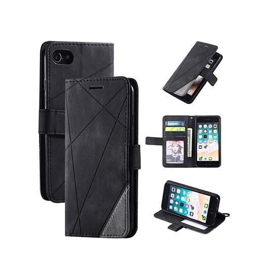 iPhone 6/6s- Abstract Læder Cover Etui M. Pung - Sort - Abstract