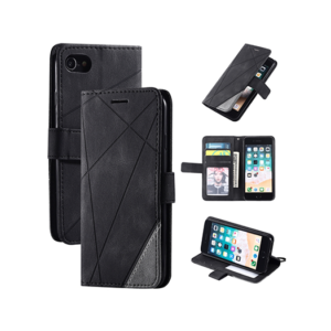 iPhone 7/8/SE(2020/2022) - Abstract Læder Cover Etui M. Pung - Sort - Abstract