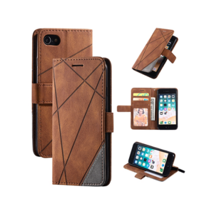 iPhone 6/6s- Abstract Læder Cover Etui M. Pung - Brun - Abstract