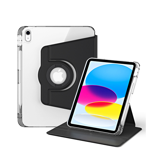 iPad Air 13" (2024/2025) - Akrylisk 360° Cover m. Stander - Sort - DeluxeCovers