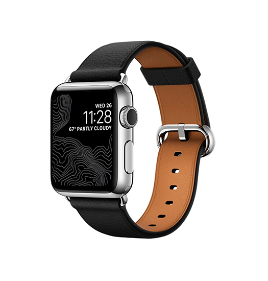 Apple Watch (42/44/SE/45/46/49mm) - Deluxe™ Classic Læder Rem - Black - DeluxeCovers