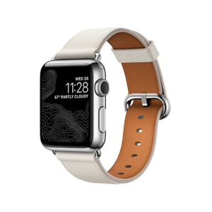 Apple Watch (38/40/SE/41/42mm) - Deluxe&trade; Classic Læder Rem - Snow - DeluxeCovers