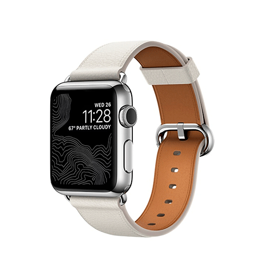 Apple Watch (38/40/SE/41/42mm) - Deluxe™ Classic Læder Rem - Snow - DeluxeCovers