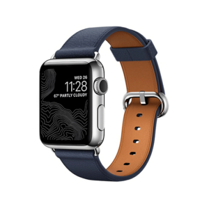 Apple Watch (42/44/SE/45/46/49mm) - Deluxe&trade; Classic Læder Rem - Navy - DeluxeCovers