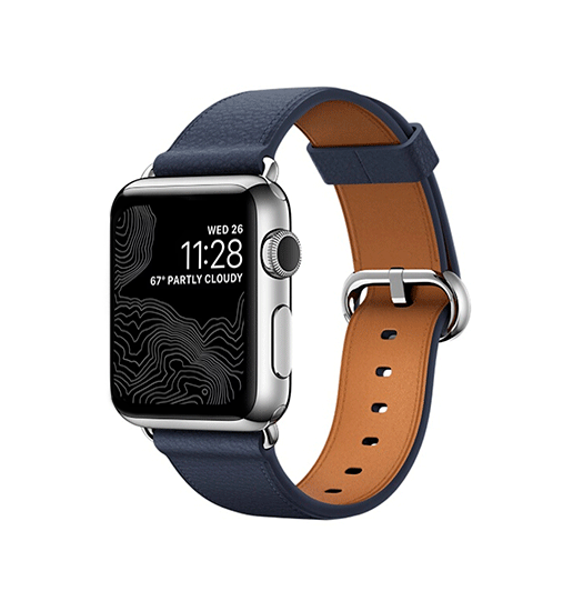 Apple Watch (42/44/SE/45/46/49mm) - Deluxe™ Classic Læder Rem - Navy - DeluxeCovers