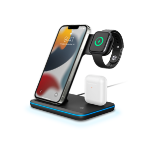 DeLX&trade; | 3-i-1 Quick Charge Trådløs Docking Ladestation 15W - Sort - DeLX&trade;