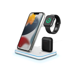 DeLX&trade; | 3-i-1 Quick Charge Trådløs Docking Ladestation 15W - Hvid - DeLX&trade;