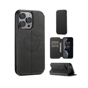 iPhone 14 Pro - Suteni® Retro Matte Lædercover M. Magsafe - Sort - Suteni