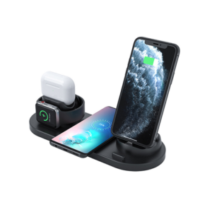 6-i-1 Mobil Ladestation Trådløs til Mobil / iPhone (15W) - Sort - DeluxeCovers