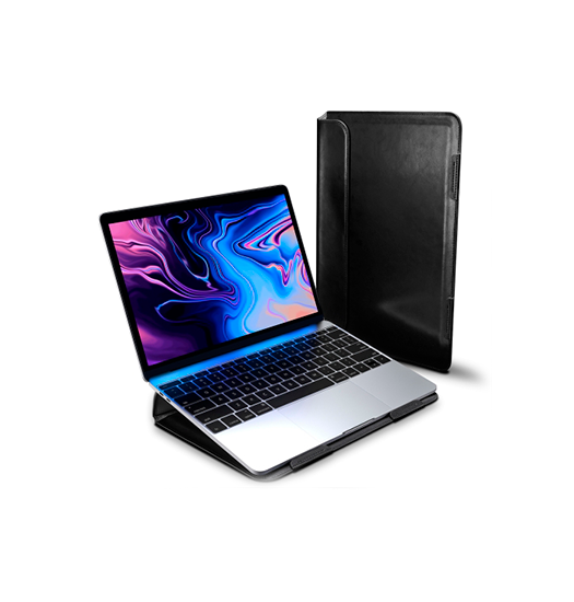 MacBook 12" - DUX DUCIS™ Fidelity Ægte Læder Sleeve - Vintage Sort - DUX DUCIS