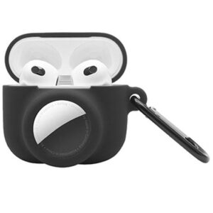 AirPods 3 | DeLX&trade; Silikone Cover m. AirTag Holder - Sort - DeluxeCovers