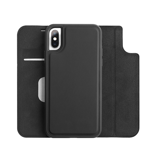 iPhone XS Max - FolioPro 2-i-1 Etui M. Magnetisk Aftageligt Cover - Sort - DELUXE