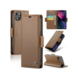 iPhone 14 Plus - CaseMe&trade; Neo Læder Cover / Pung - Brun - CaseMe